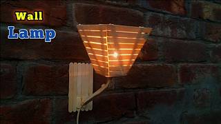 How to make wall hanging lamp  Wall lamp  Wall sconce  Ice cream sticks wall lamp [upl. by Hebner859]