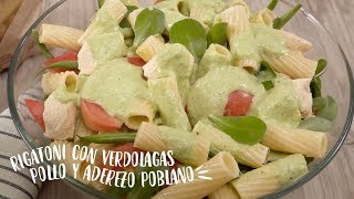 Rigatoni con verdolagas pollo y aderezo poblano [upl. by Constantin]