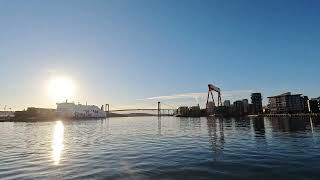 Gothenburg Ferry 285 from Slottsberget to Eriksberg Ferry Terminal on a beautiful day 4k [upl. by Delp]