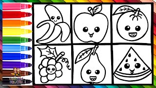 Dibuja y Colorea Frutas 🍎🍊🍌🍐🍇🍉 Dibujos Para Niños [upl. by Donn]