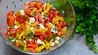 Dieser Paprika Salat mit Feta zubereitet in nur 5 Minuten macht richtig süchtig [upl. by Vanthe]