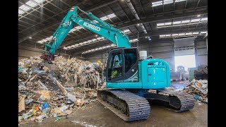 Kobelco SK270SRLC5 rupskraan voor recyclingwerkzaamheden van Renewi [upl. by Ahseekal]