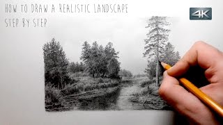 How To Draw a Realistic Landscape  Step by Step [upl. by Hardden]