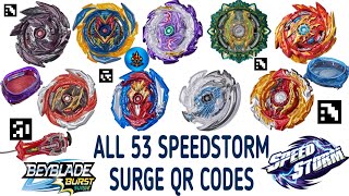 ALL SPEEDSTORM QR CODES BEYBLADE BURST SURGE APP 53 QR CODES IN APP [upl. by Horowitz]