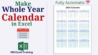 How to Make Yearly Calendar in Excel for Any Year [upl. by Leftwich]