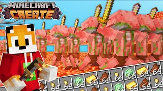 I build a GOLD amp XP FARM on the Nether Roof in Minecraft Create Mod [upl. by Jehiah]