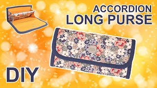 DIY Fabric long Wallet  플라워 패턴의 지갑 만들기  How to sew accordion purse wallet sewingtimes [upl. by Vevine305]