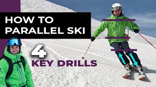 Parallel Skiing 101  4 Drills for Parallel Turns [upl. by Rimhsak571]