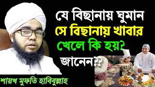 যে বিছানায় ঘুমান সে বিছানায় খাবার খেলে কি ক্ষতি হয় শায়খ মুফতি হাবিবুল্লাহ  bichanay Khabar [upl. by Brewer527]