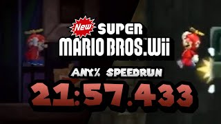 New Super Mario Bros Wii  Any Speedrun in 2157433 [upl. by Goat]