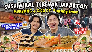 MUKBANG SUSHI VIRAL SAKING RAMENYA GAK BOLEH NAMBAH CUMA BOLEH PESEN 1x  QampA FT BINTANG EMON [upl. by Netti]