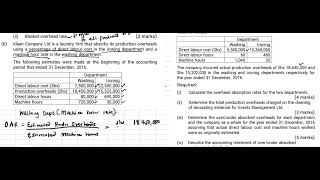 OVERHEAD ABSORPTION  CPA REVISION QUESTION seniorhannington [upl. by Ttik]