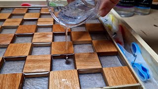 The Best Projects Floating Chess of Oak and Epoxy Resin with LED [upl. by Annol]