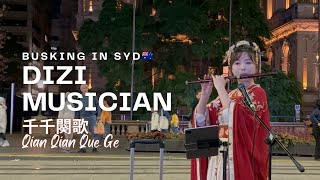 Qian Qian Que Ge 千千闋歌 by Chinese Dizi Musician 🪈 Part 1  Busking in Sydney [upl. by Clerissa782]