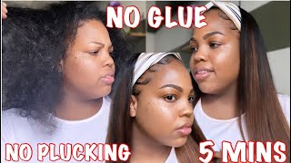 EDGES HACK  GRWM  HEADBAND WIG INSTALL feat myfirstwig [upl. by Grannia]