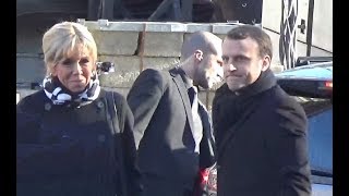 Emmanuel Macron et Brigitte arrivent aux funérailles de Johnny Hallyday le 9 décembre 2017 [upl. by Kaltman937]