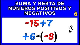 SUMA Y RESTA DE NUMEROS POSITIVOS Y NEGATIVOS [upl. by Kellia]