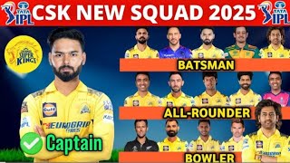 IPL 2025  Chennai Super Kings Full Squad  CSK New Players List 2025  CSK Squad 2025 [upl. by Meekahs]