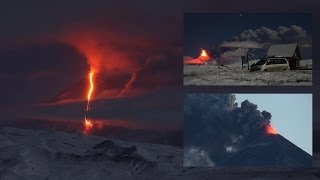 Kliuchevskoi Volcano erupting at night and at dusk October 2013 [upl. by Alit103]