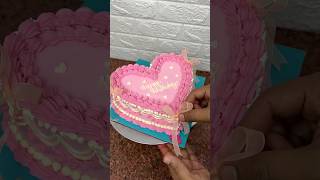 Red velvet decoration heart 💓 shape cake heartcake redvelevet shortvideo shorts [upl. by Refinnaej]