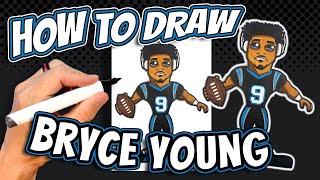 How to Draw Bryce Young for Kids  Carolina Panthers NFL Football Player [upl. by Iznyl]