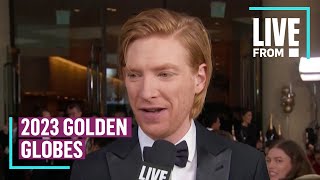 Domhnall Gleeson Talks Working With Steve Carell at Golden Globes  E News [upl. by Aeynod]