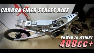 400cc RAIDER Build Part 2 FORGED CARBON FIBER PURE ALLUMINUM STREET BIKE  POWER to WEIGHT RATIO [upl. by Sert]