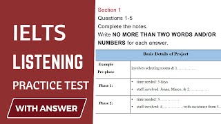 Basic Details Of Project IELTS Listening Test With Answer  IELTS Listening 2024 [upl. by Culbertson]