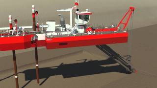 Animation cutter dredge Beaver B50 spud carriage [upl. by Isador737]