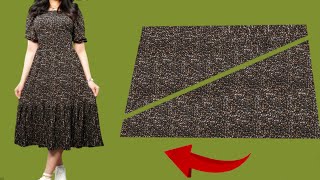 🥀New Very Simple Very Cute So Easy Pattern Dresses Tutorial💃Only 17 meter fabric Only 10 Minute Sew [upl. by Tabib]