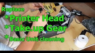 Epson TMU220 CleanUp  Replace Printer Head  Replace TakeUp Gear [upl. by Nilorac]