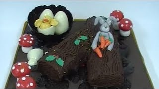 Tronco de Navidad con muñecos de fondant y chocolate de Keyks [upl. by Enirtak656]