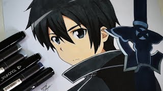 Drawing Kirito From Sword Art Online [upl. by Prosperus]