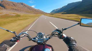 Yamaha Virago 535  Blackwidow Exhausts  4K Motorcycle ride  Glencoe [upl. by Jalbert]