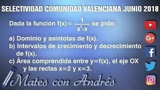 Examen selectividad Comunidad Valenciana Junio 2018 Matemáticas II Opción A3 Análisis [upl. by Abita18]