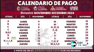 🚨💰 Pensión Bienestar Calendario OFICIAL de pago noviembrediciembre 2024 [upl. by Silda]