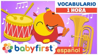 Nuevas Palabras con Larry  Aprende los instrumentos musicales  Musica divertida BabyFirst Español [upl. by Kier]