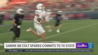 Sabine quarterback Colt Sparks goes in depth on commitment to Texas State University [upl. by Eenej]