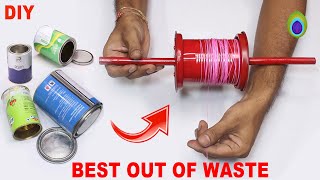 How to Make Firki easily from Waste Paint Box for Kites  खाली डब्बे से बनायें चर्खी  फिरकी  DIY [upl. by Arolf]