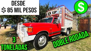 Camionetas en venta doble rodada de 3 toneladas doble cabina estaquitas en el tianguis de autos [upl. by Aihtekal]