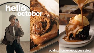 hello october  cosy vlog baking cinnamon rolls homesense sticky toffee mocha pudding adanola [upl. by Packton]