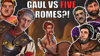 Civ 6  Can Gaul Survive Against FIVE SEPARATE ROMES 1 Deity Gaul Civilization VI [upl. by Oriaj25]