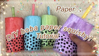 HOW TO MAKE A BOBA PAPER SQUISHY super easy  tutorial [upl. by Llahsram860]