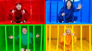 One Color Only for 24 Hours Challenge in Jail  Red Vs Blue Vs Green Vs Yellow Funny Situations [upl. by Malissia949]