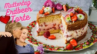 Muttertagstorte mit Erdbeeren  Erdbeertorte zum Muttertag AD [upl. by Ioj]