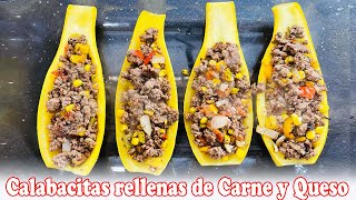 Calabacitas rellenas de carne y queso [upl. by Atnoed]