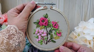 3D Flower Embroidery  Rose Embroidery  Flowers Embroidery Tutorial [upl. by Romina]