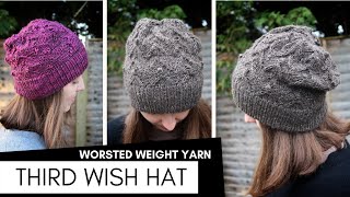 Third Wish WORSTED WEIGHT HAT  pattern by Barbara Nalewko  knittingILove [upl. by Nyleaj]