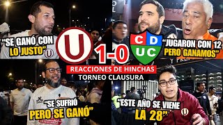 HINCHAS de UNIVERSITARIO reaccionan al TRIUNFO ante UNIÓN COMERCIO por 1 a 0  TORNEO CLAUSURA [upl. by Ennayr]