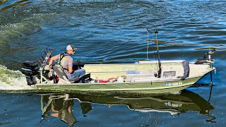 River Fishing For Big Fish In A Jon Boat [upl. by Zetnod]